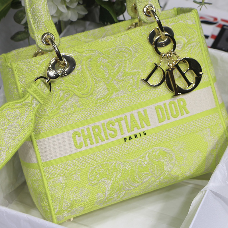 Dior The LADY D-LITE Bag Lime Toile de Jouy Reverse Embroidery M0565ORGO_M60E