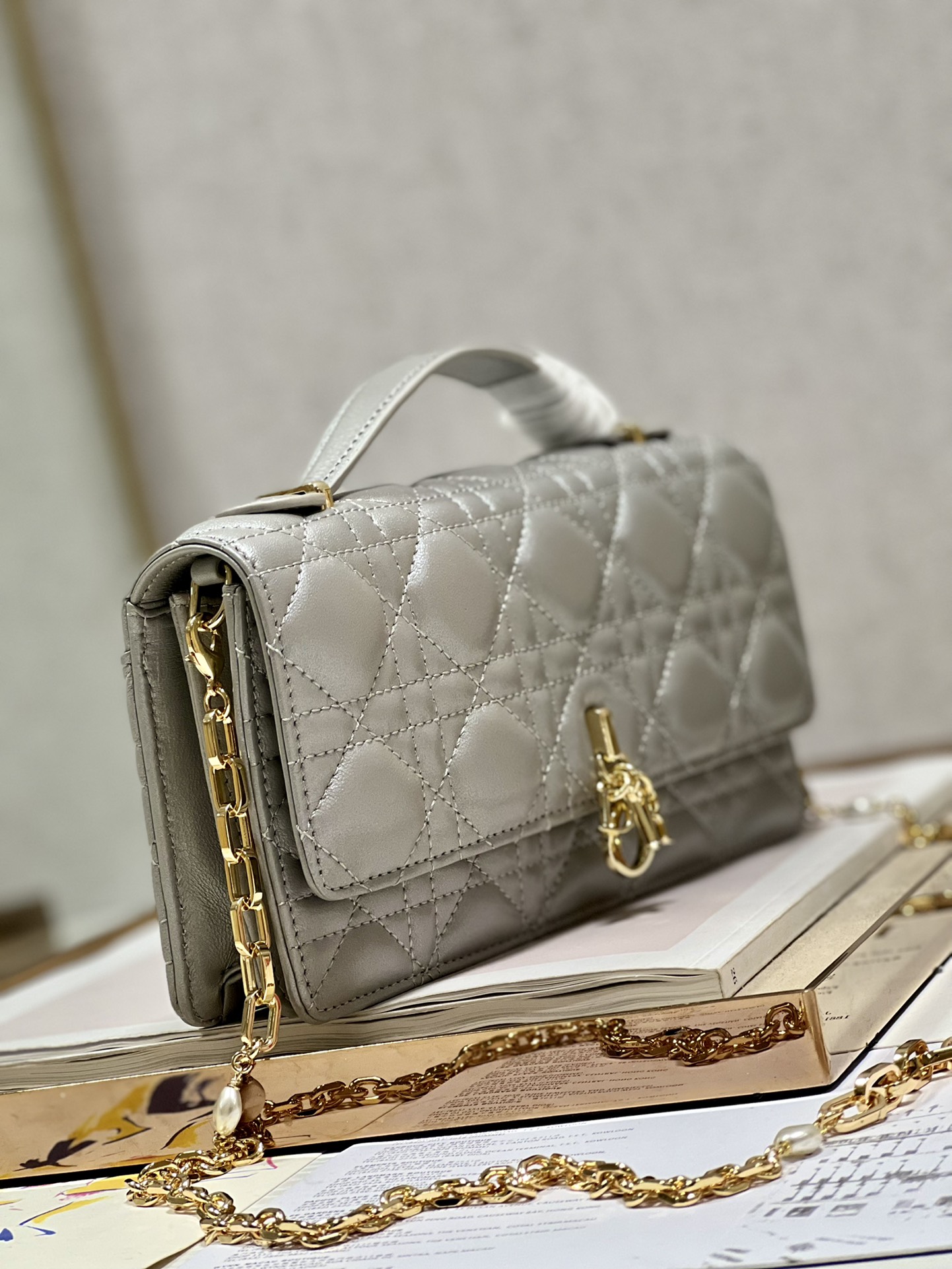 Dior Miss Mini Bag Metallic Gray Cannage