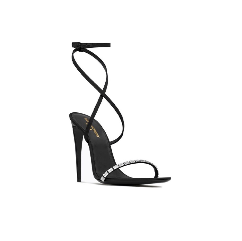 Saint Laurent YSL Gloria Silk Fabric Slide Sandal 10.5cm