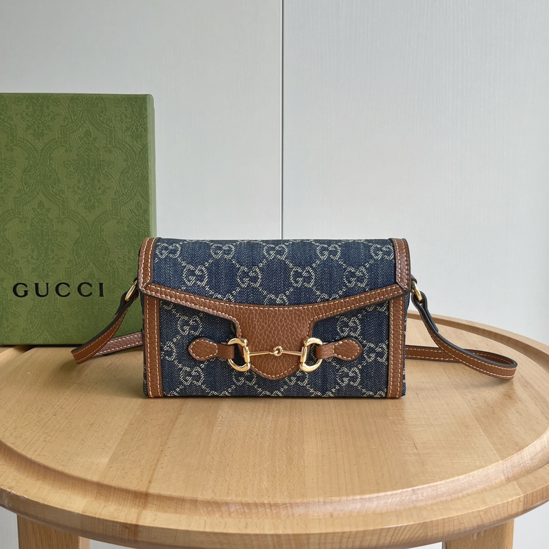 Gucci Horsebit 1955 Canva&Leather Shoulder Bag