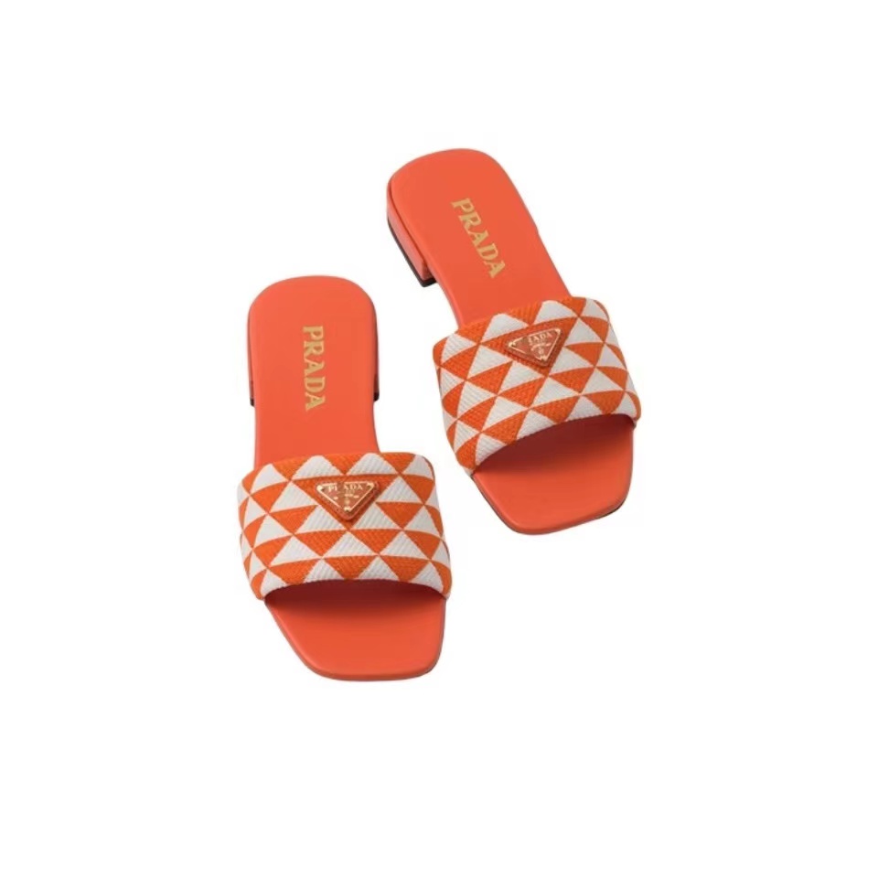Prada Fabric Flat Bottom Slide Sandal