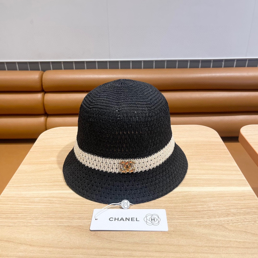 Chanel Knitted Hollow Breathable Fisherman's Hat  Sunhat