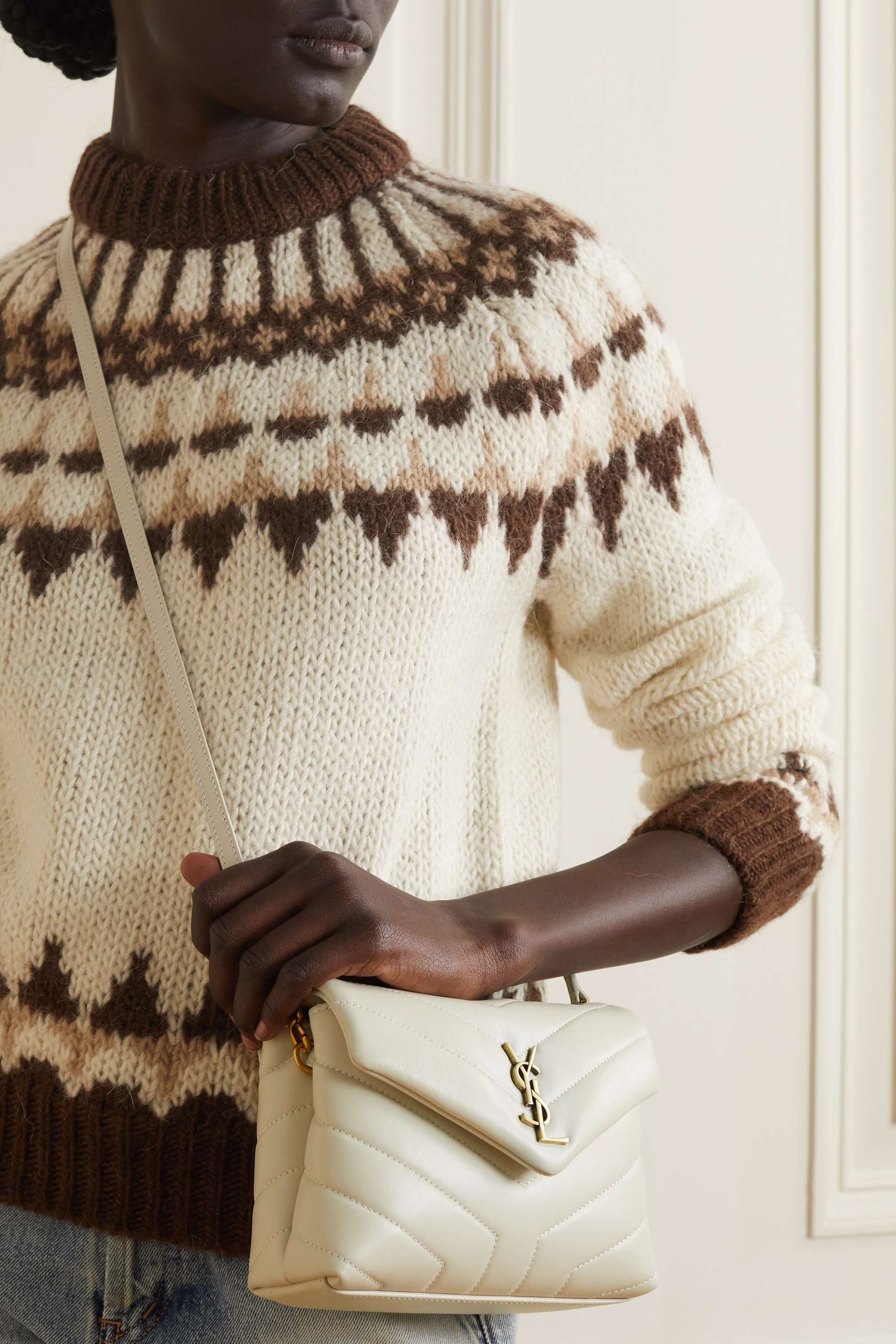 YSL SAINT LAURENT Loulou Toy quilted leather shoulder bag cream