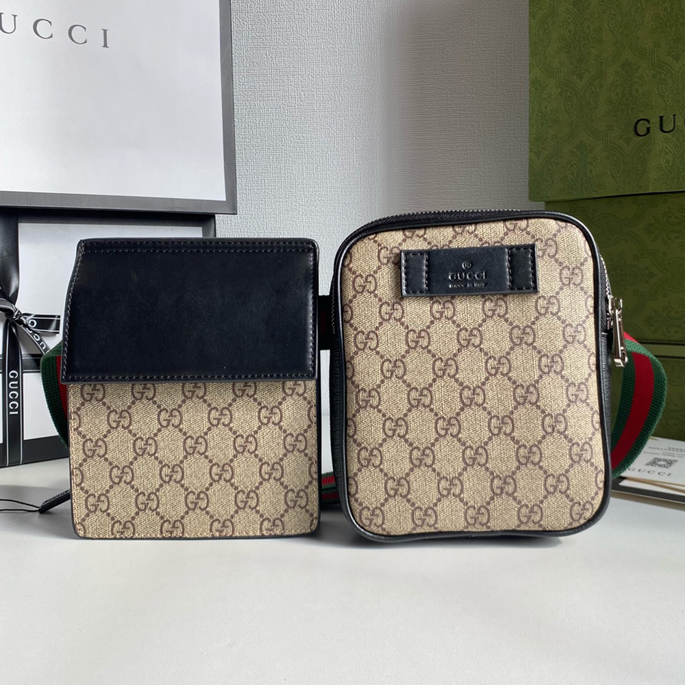 GUCCI Canvas & Leather Crossbody Waist Bag