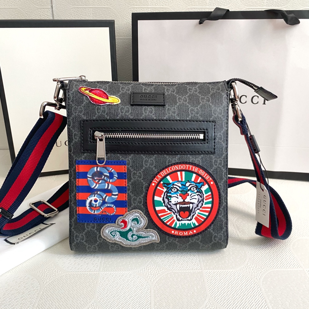 GUCCI Classic Canvas&Leather Crossbody Bag