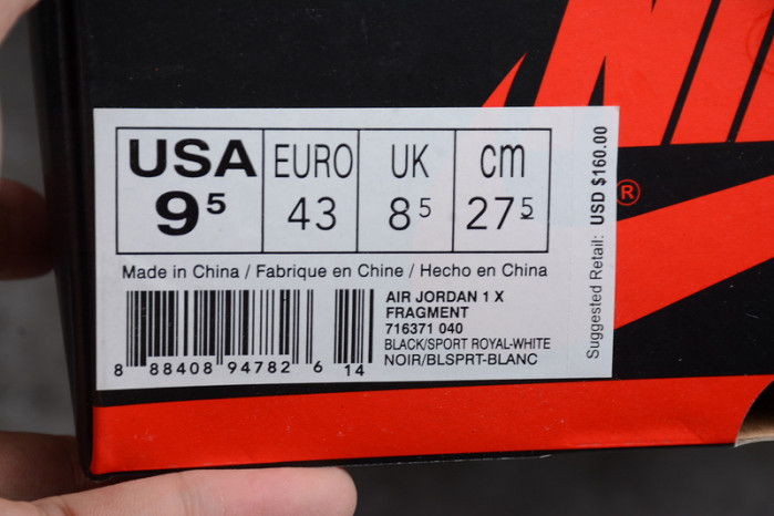 Air Jordan 1 Retro Fragment black/sport royal-white mens 716371-040