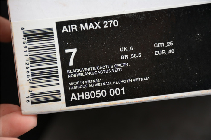 NIKE Air Max 270 DUSTY CACTUS Black/Dusty Cactus-White AH8050-001