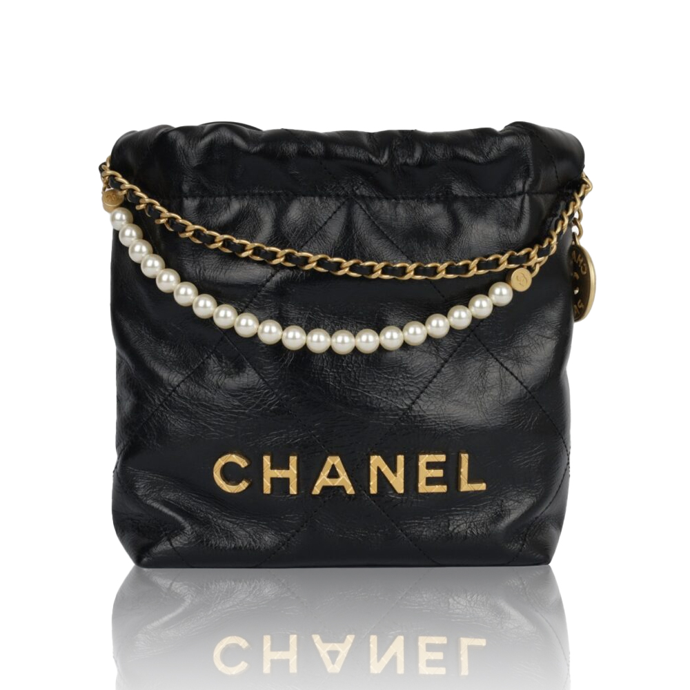 CHANEL Mini 23S Shiny Calfskin with Pearl Handbag AS3980