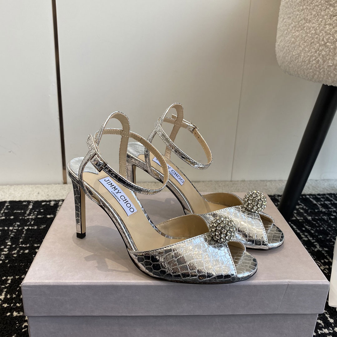 Jimmy Choo Sacora Leather Slingshot Fashion Buckle Slide Sandal