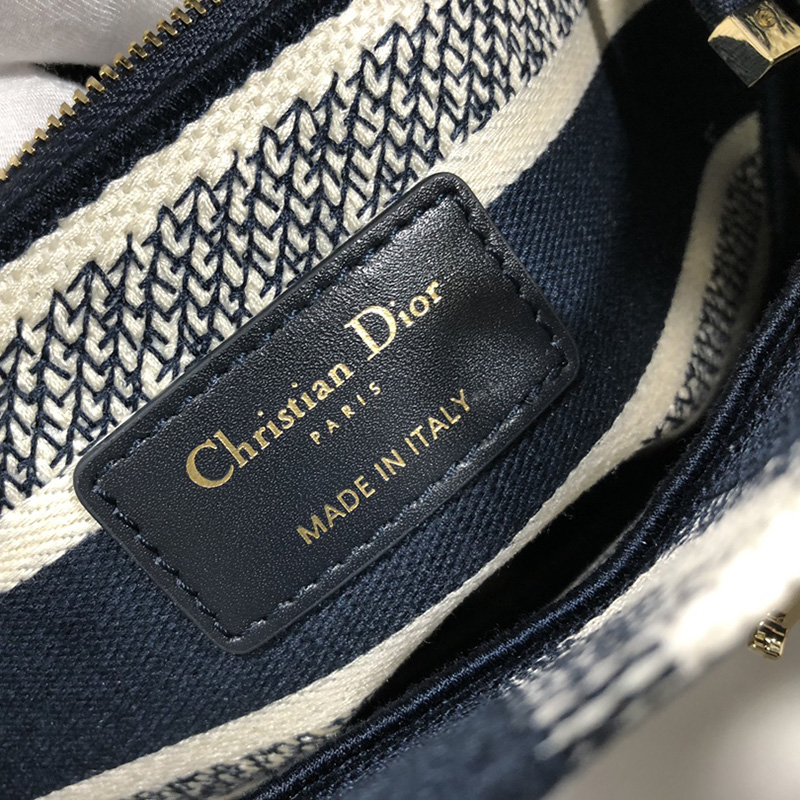 Dior The LADY D-LITE Bag Blue D-Stripes Embroidery M0565ORFQ_M928