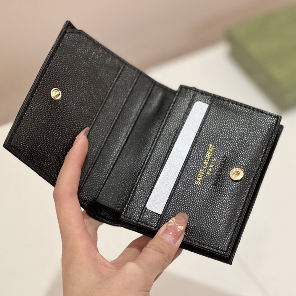 Saint Laurent YSL  Monogram Caviar Leather Wallet