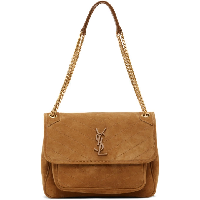 Saint Laurent ySl Tan Suede Medium Niki Shoulder Bag
