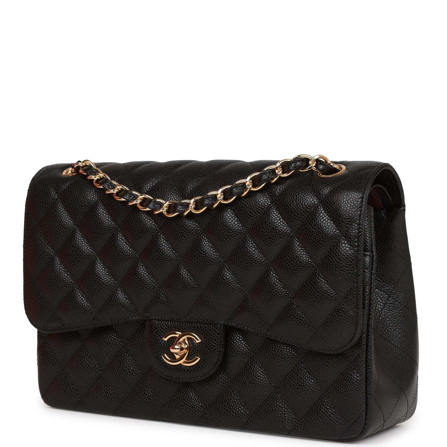 CHANEL Caviar Quilted Jumbo Double Flap Black 30CM