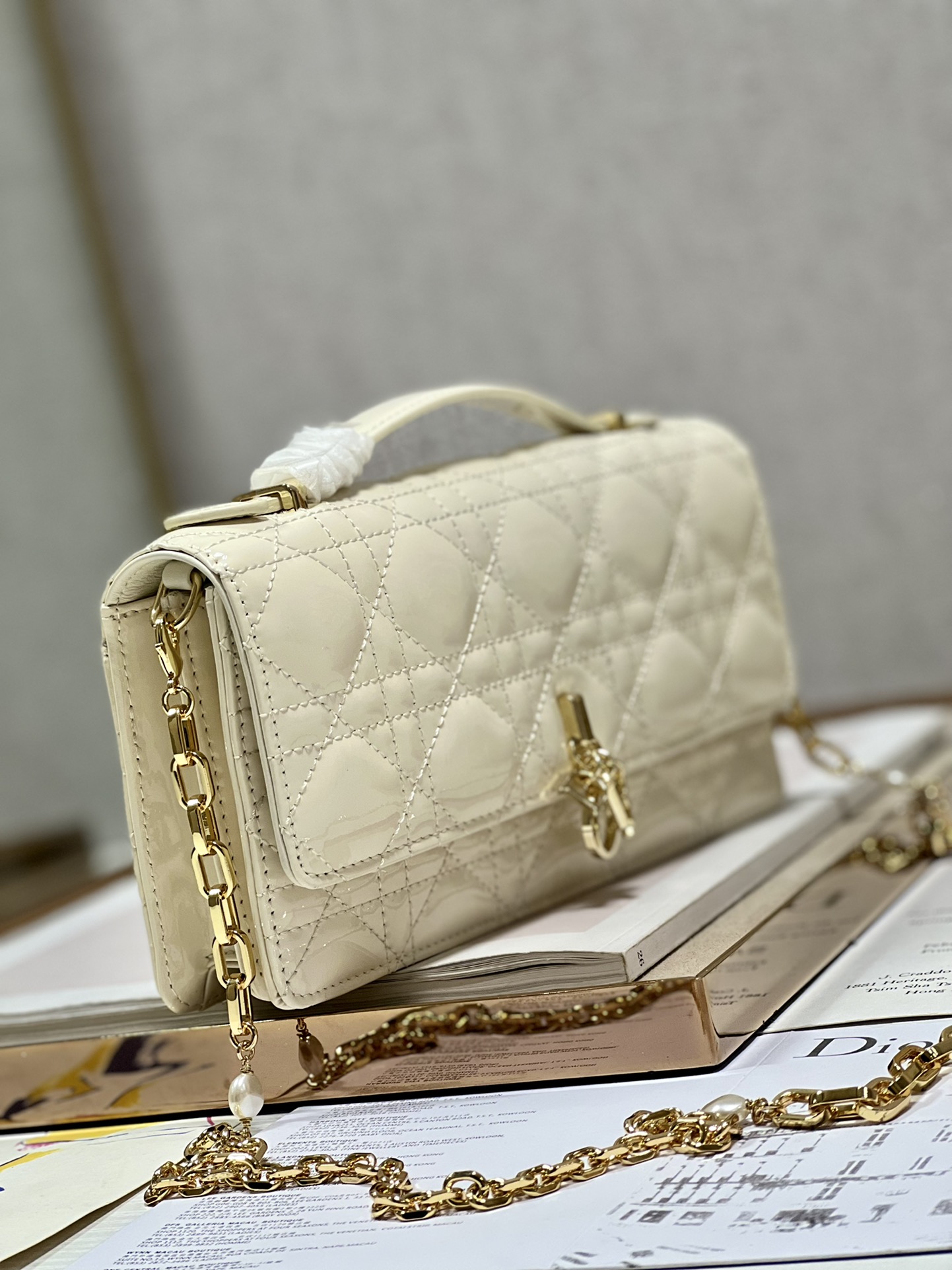 Dior Miss Mini Bag White Patent Cannage Calfskin