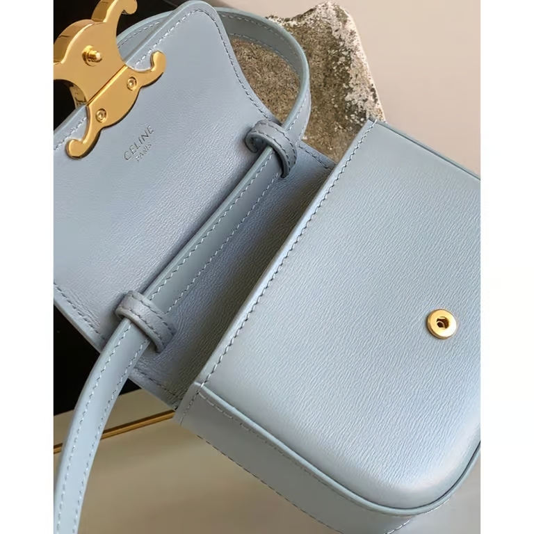 CELINE MINI TRIOMPHE IN SHINY CALFSKIN Blue