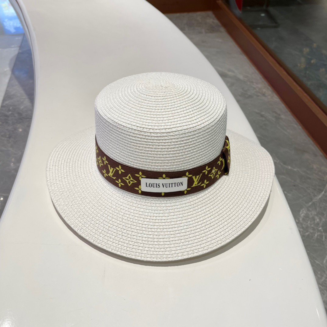 Louis Vuitton LV Flat Straw Beach Hat Sunhat
