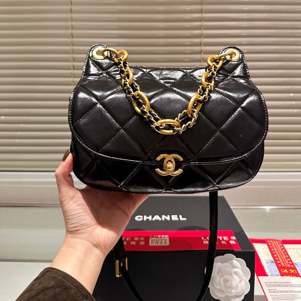 Chanel Small CC Crumpled Calfskin Wavy Hobo crossbody bag