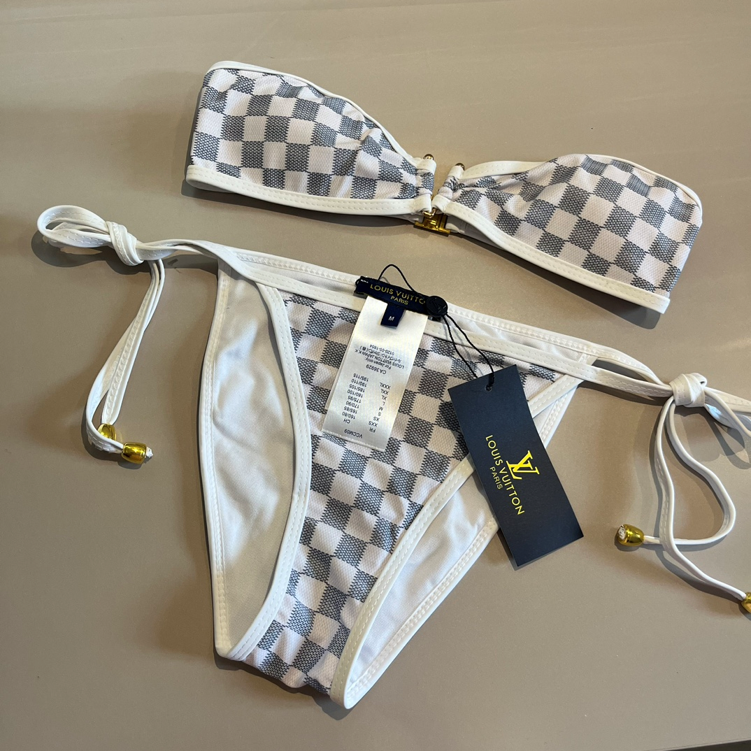 Louis Vuitton LV Classic Plaid Printed Two-piece Swimsuit Swimwear