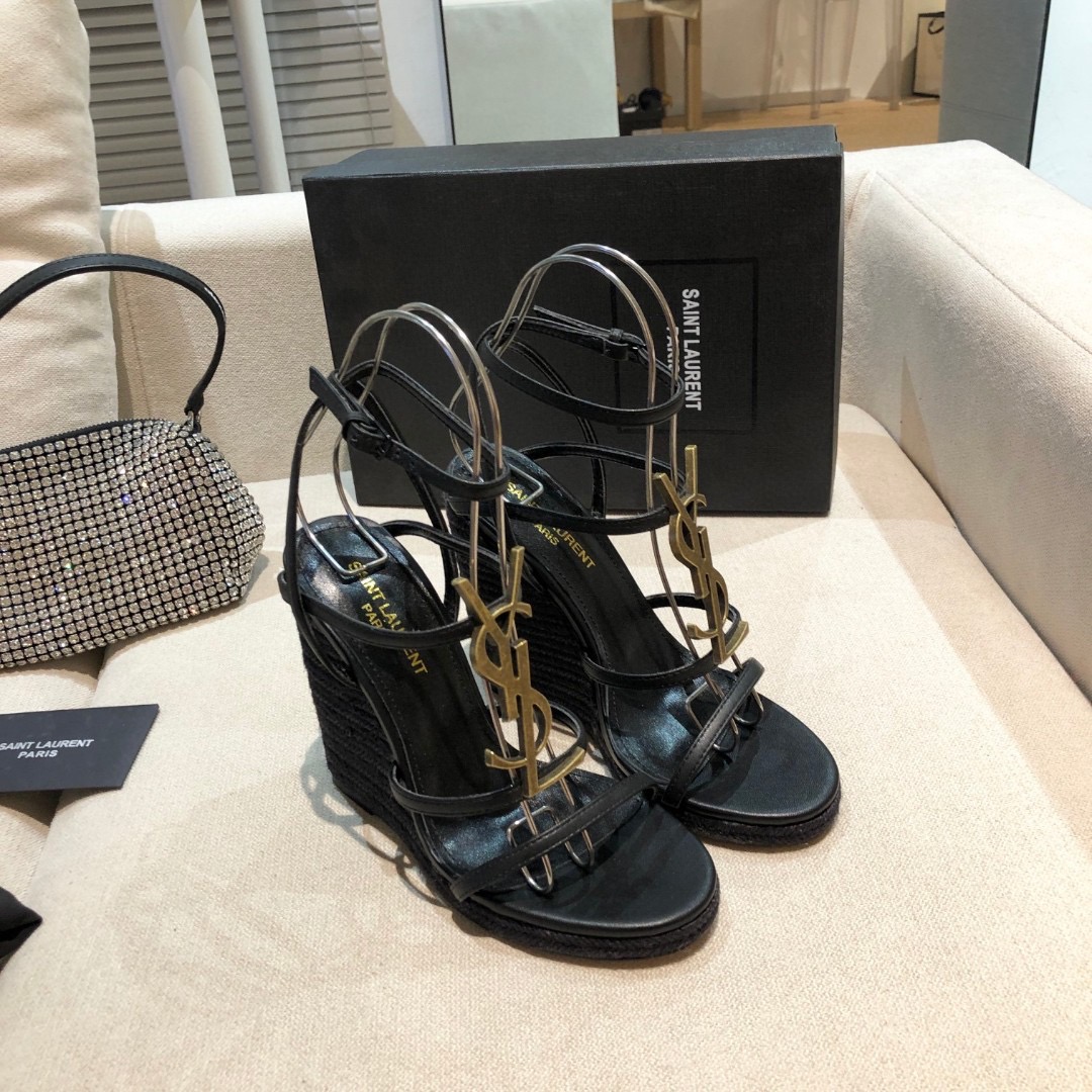 Saint Laurent YSL cassandraWedge heel 12CM Slide Sandal