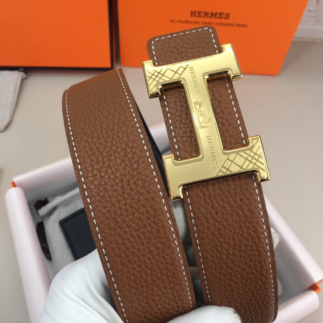 Hermes H Belt Buckle & Reversible Brown For Women, Women Belt 380MM