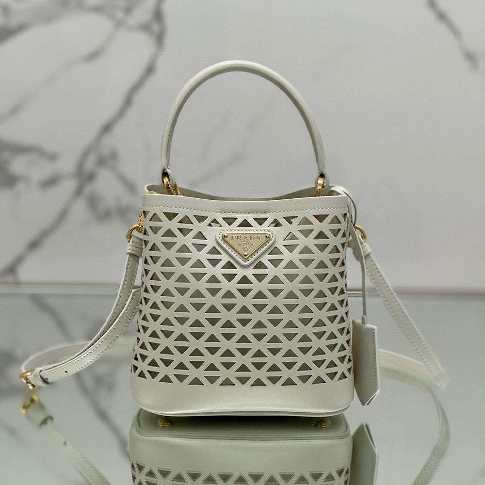 Prada Panier Leather Cutout Pattern Mini Bag