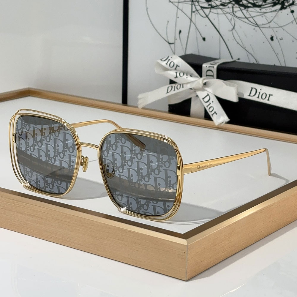 Dior Gold Metal Gold Frame Fashion sunglasses