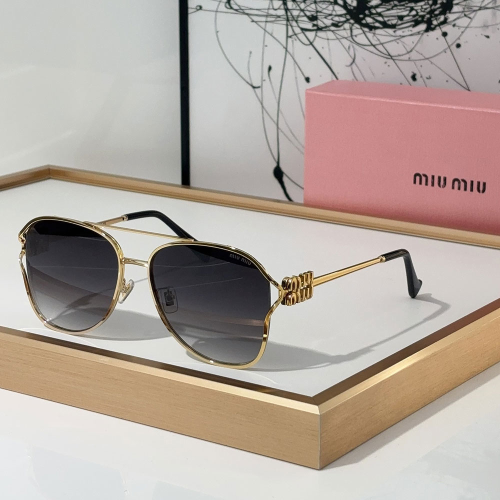 MIU MIU  Slim Metal Logo Mirror Legs Sunglasses