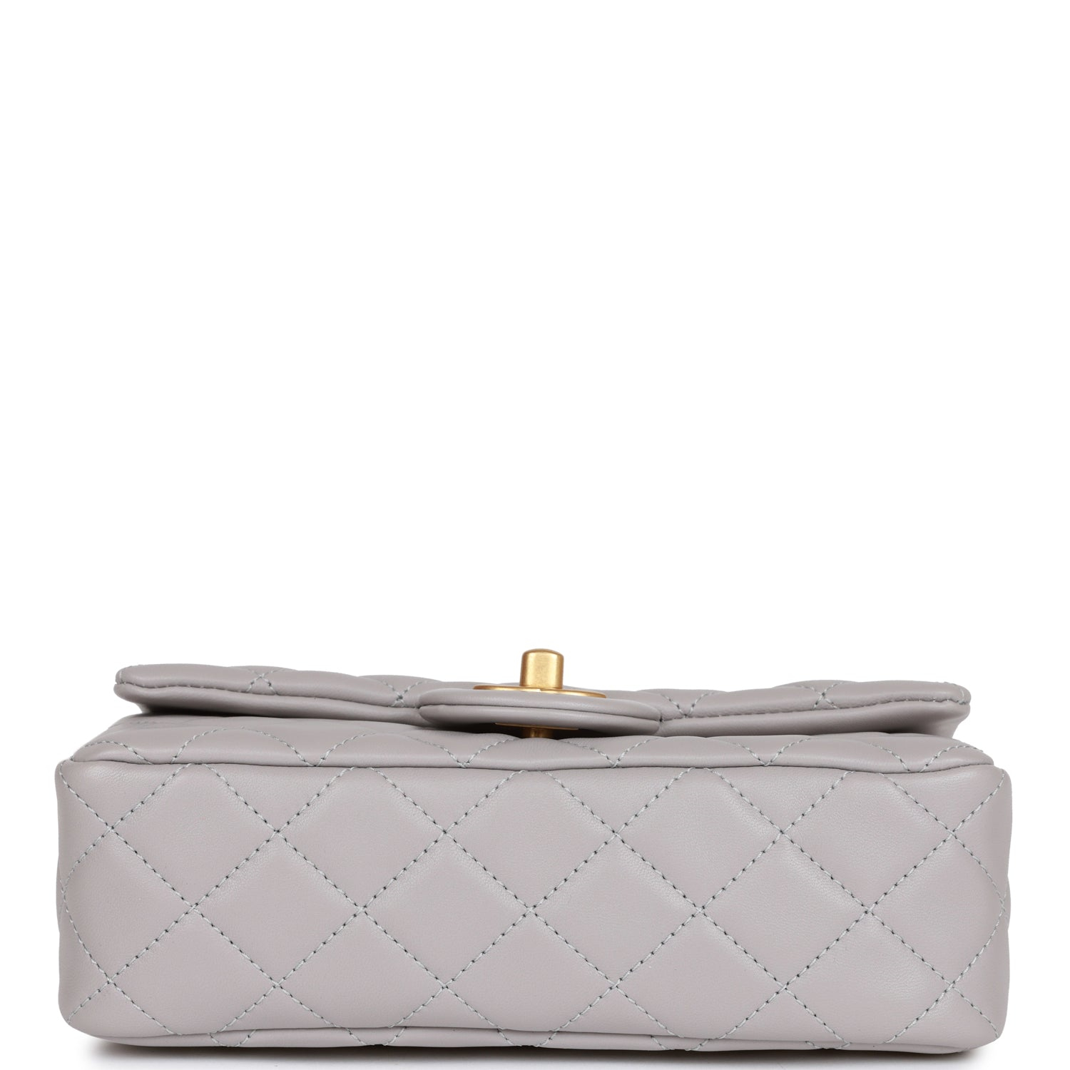 Chanel Classic Flag Bag Pearl Crush Mini Rectangular Flap Bag Light Grey   Antique Gold Hardware