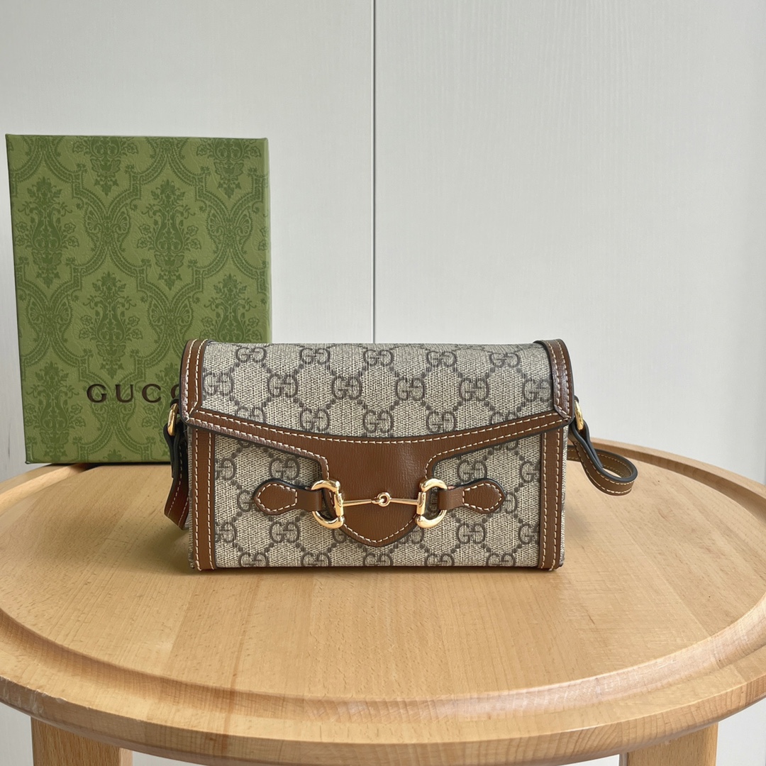 Gucci Horsebit 1955 Canva&Leather Shoulder Bag