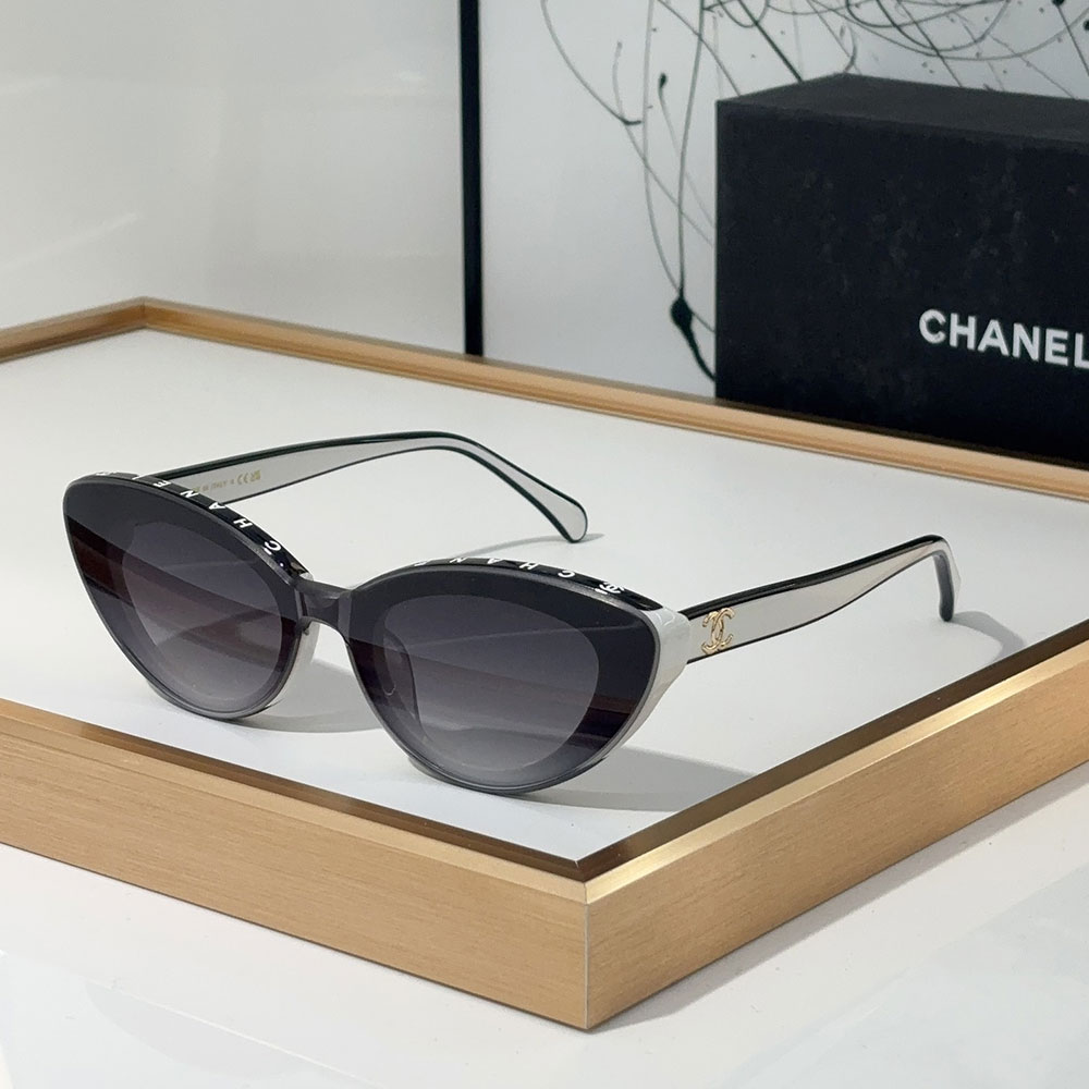 Chanel  Mirror leg Logo Cat-eye Sunglasses