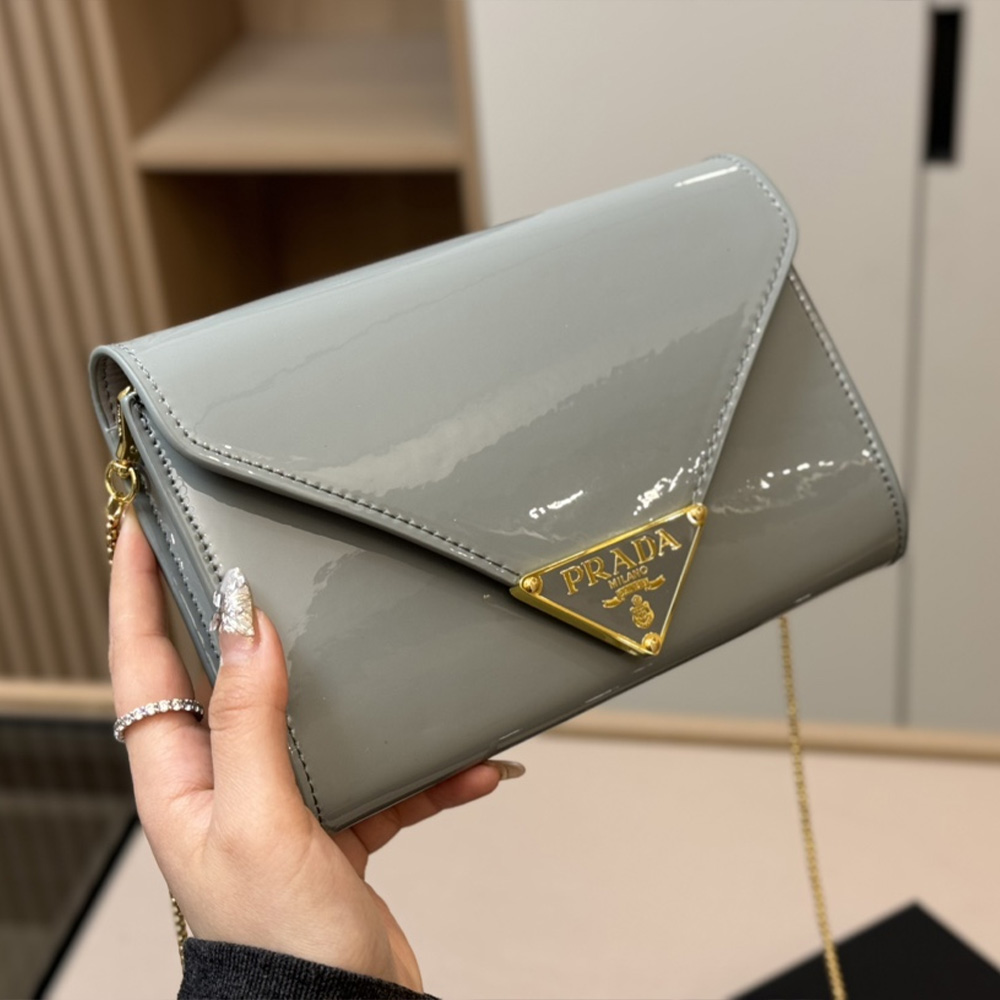 Prada  Leather Clutch Shoulder Bag Handbag