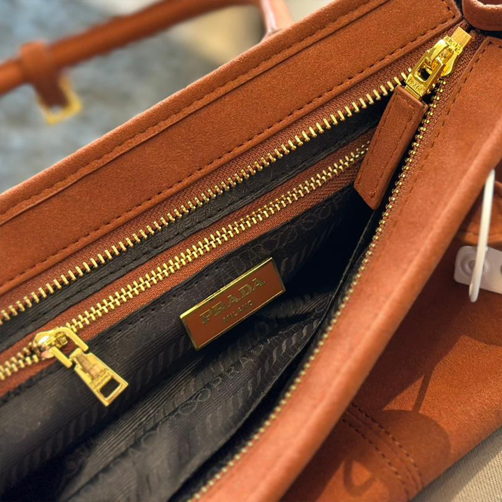 Prada suede tote bag soft-lux handbag