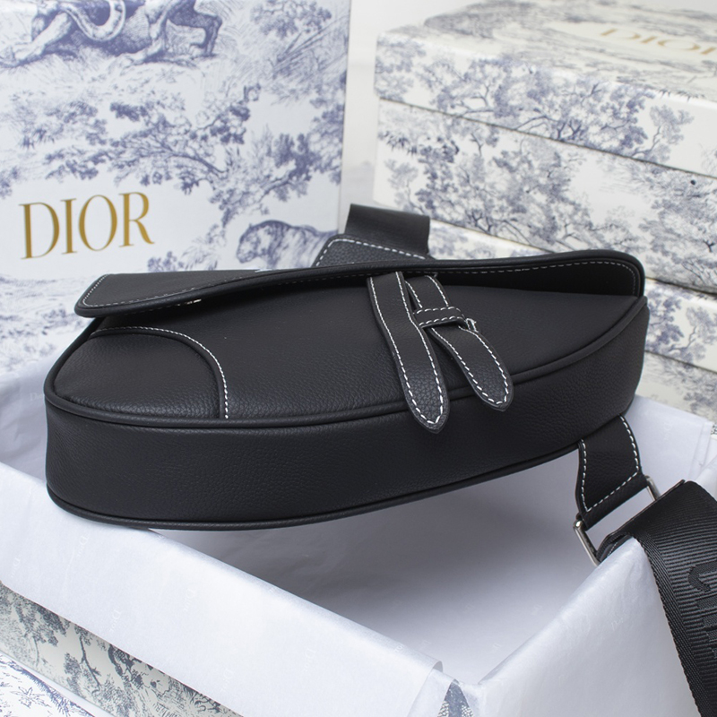 Dior Saddle Bag Black Grained Calfskin With Dior And Shawn Signature 1ADPO093YZS_H10E