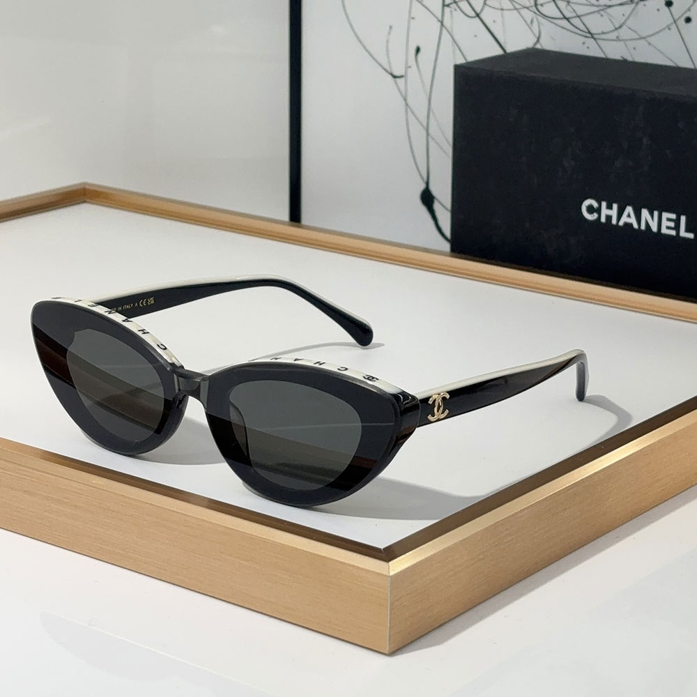 Chanel  Mirror leg Logo Cat-eye Sunglasses
