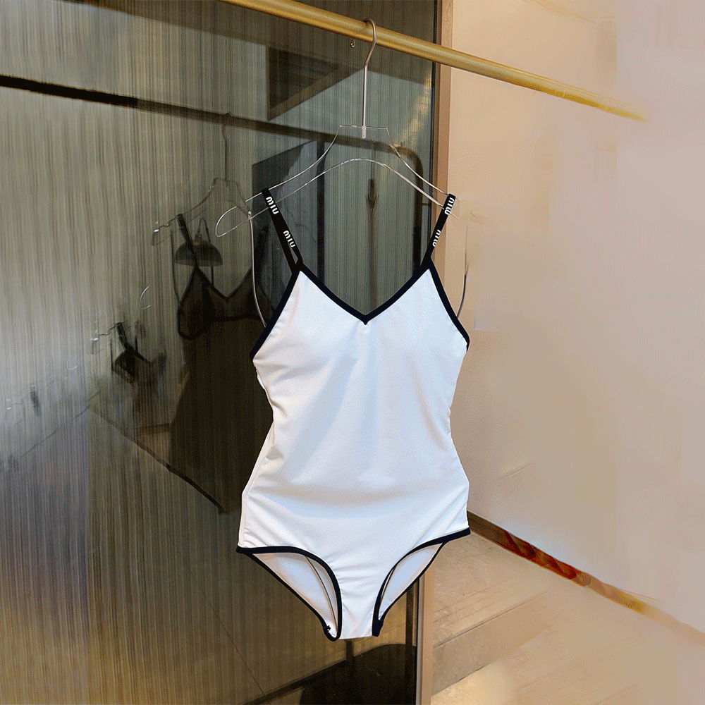 MIU MIU Logo One-piece Swimsuit With Shoulder Strap Swimwear