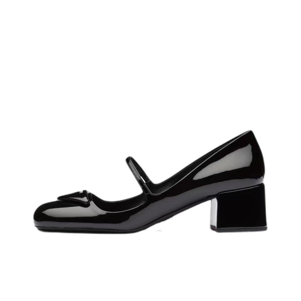 Prada  Patent Leather Medium Low 4.5CM Sandals Slide