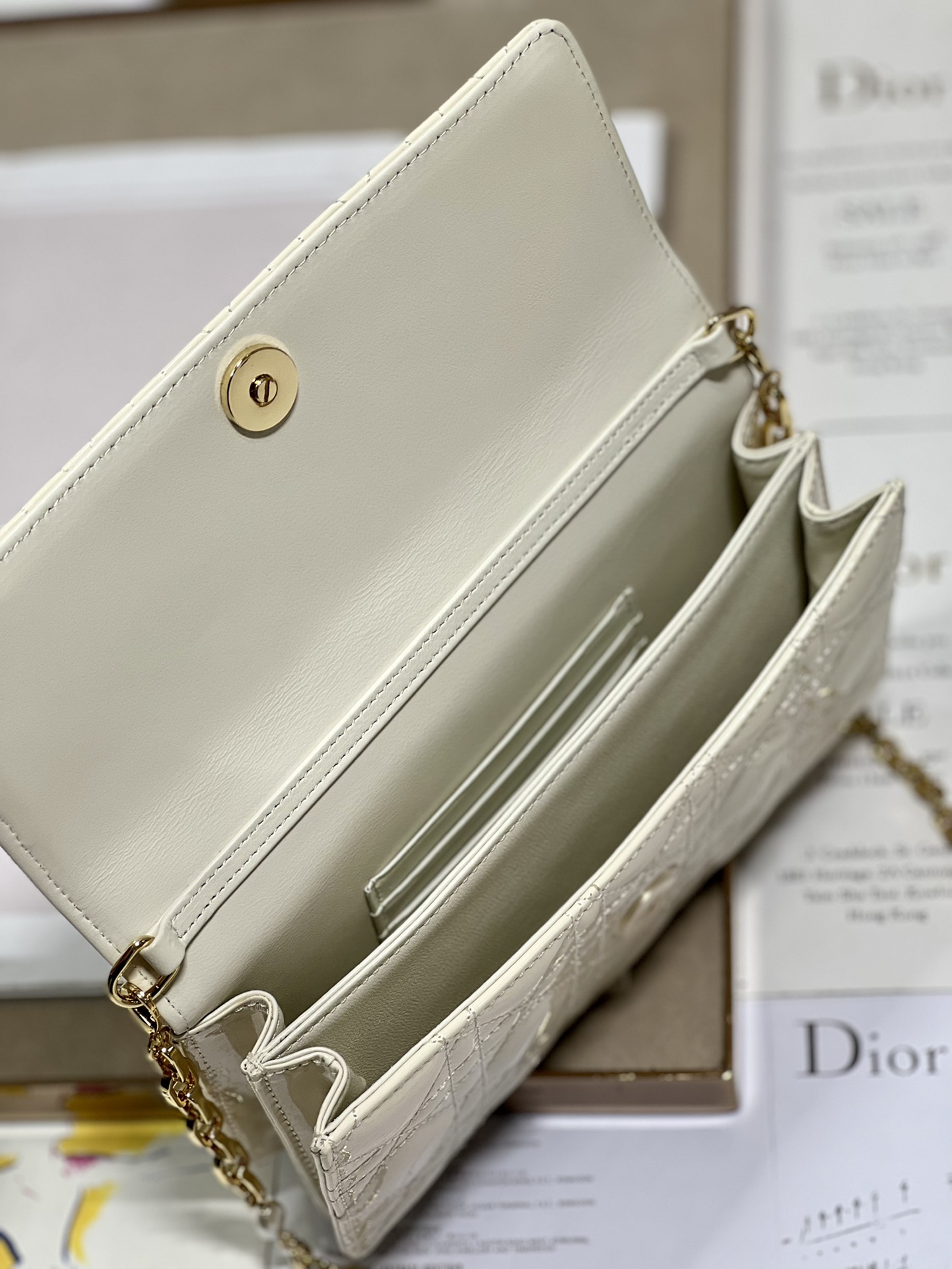 Dior Miss Mini Bag White Patent Cannage Calfskin
