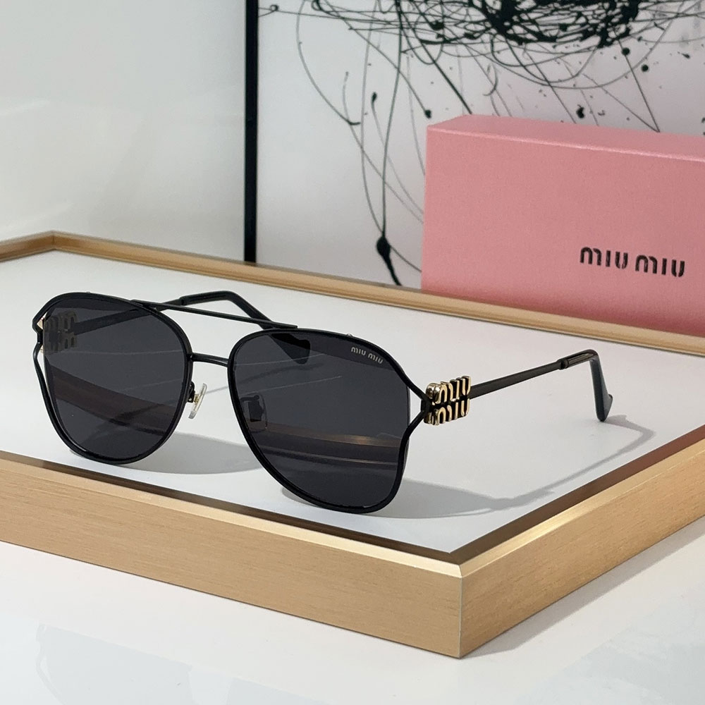 MIU MIU  Slim Metal Logo Mirror Legs Sunglasses