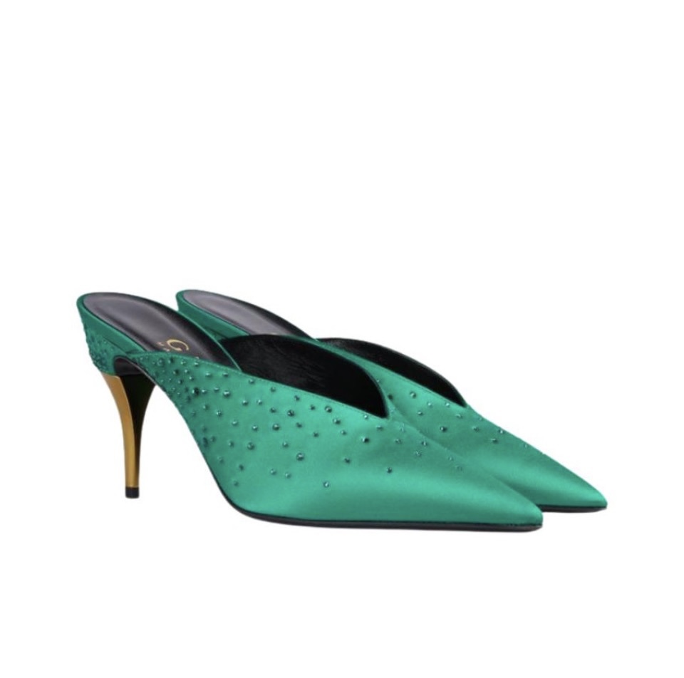 Gucci Pointed Toe High Heel Slippers Slide Sandal