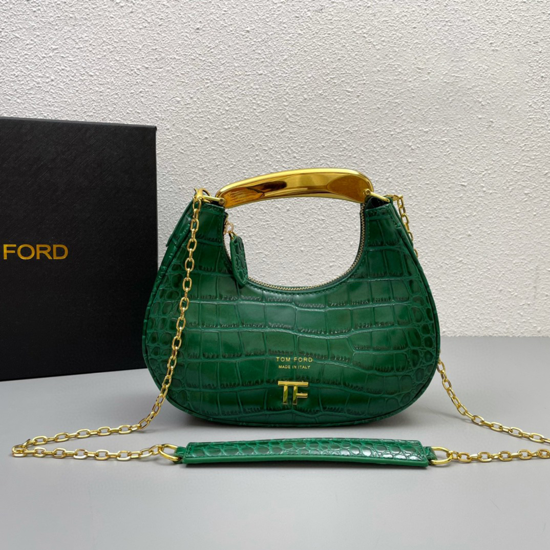 TOM FORD Shiny Stamped Crocodile Leather Bianca Mini HOBO Bag