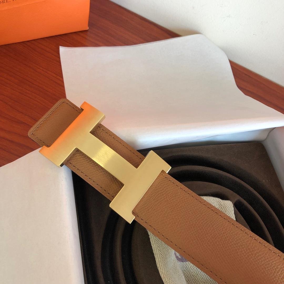 Hermes Mini Constance Guillochee Belt Buckle & Reversible Brown For Women, Women Belt 380MM