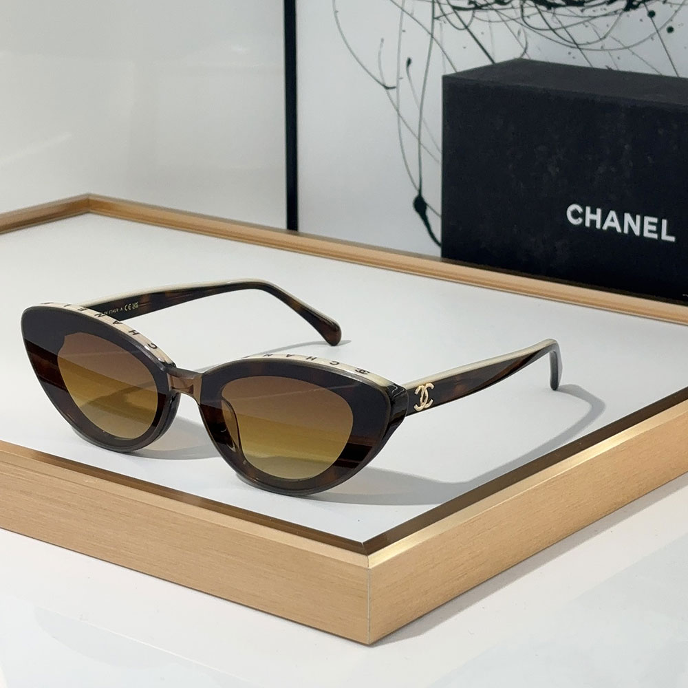 Chanel  Mirror leg Logo Cat-eye Sunglasses
