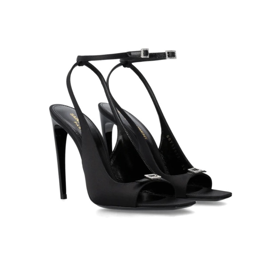 Saint Laurent YSL Silk Buckle Open Toe 10.5cm Slide Sandal