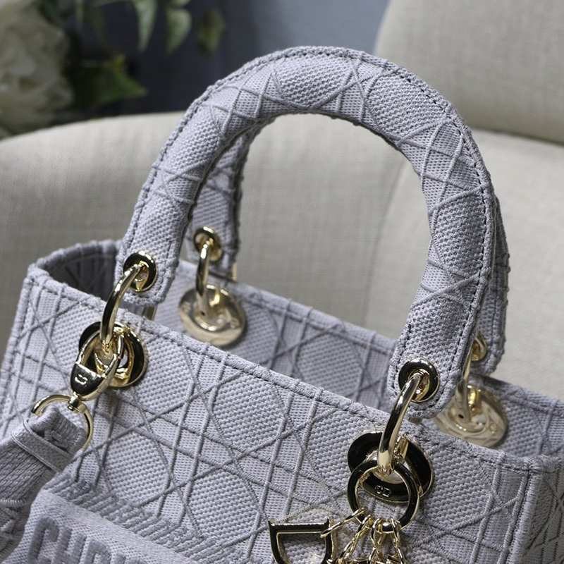 Dior The LADY D-LITE Bag Denim Blue Cannage Embroidery M0565OREY_M49E