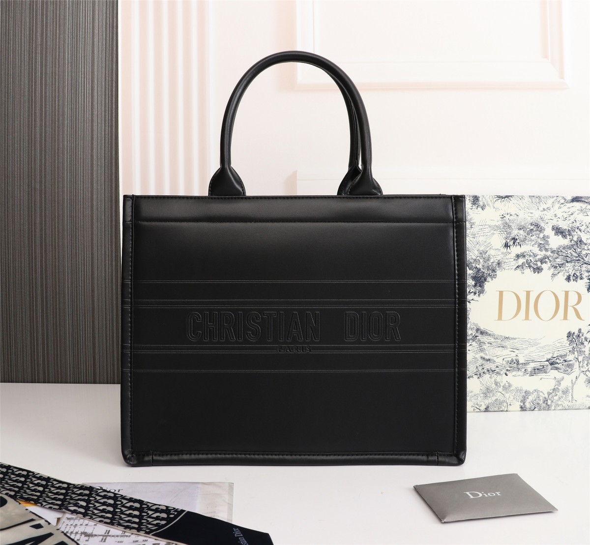 Dior Book Tote Medium Black Calfskin M1265ZTQT_M911
