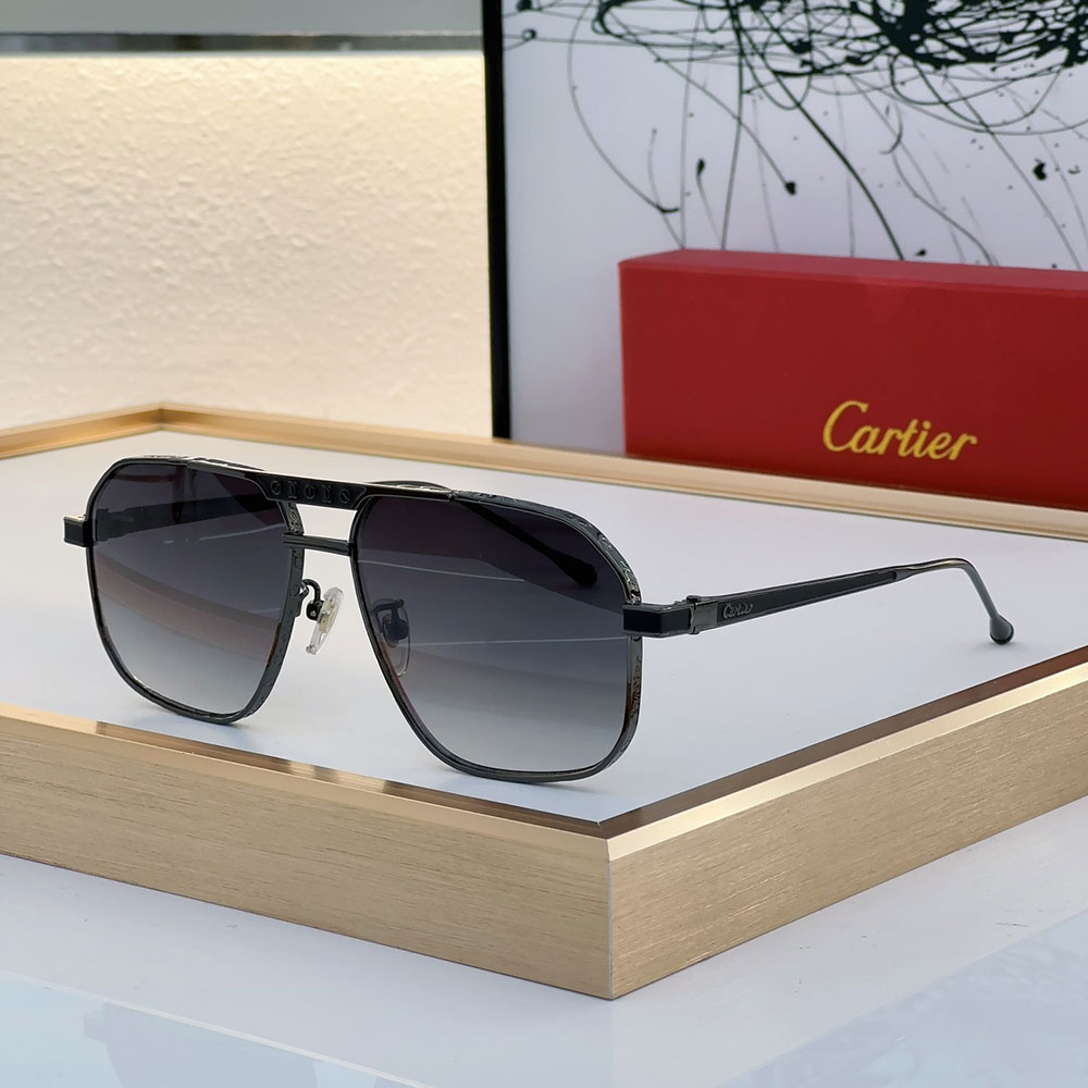 Cartier Metal Mirror Leg Logo Sunglasses