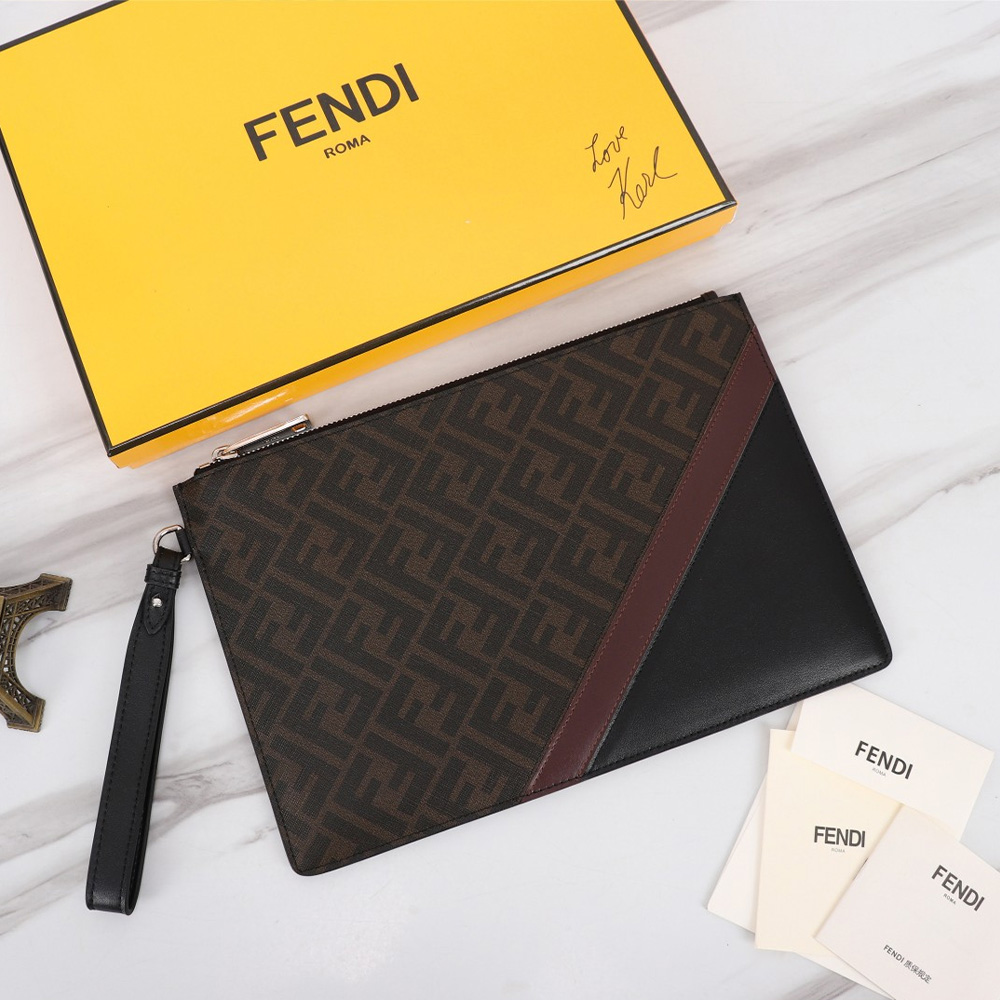 FENDI Printed Canvas Clutch