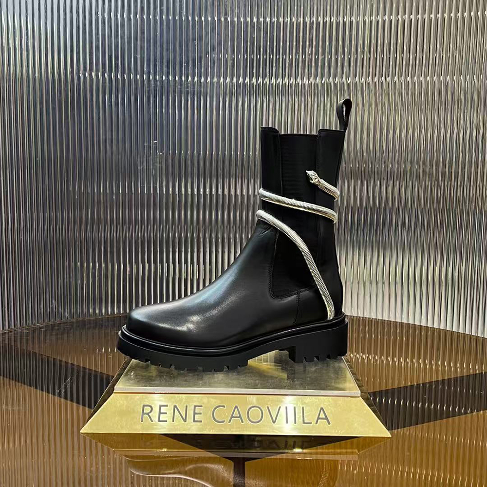 Rene Caovolla Juniper Black And Silver Biker Boots