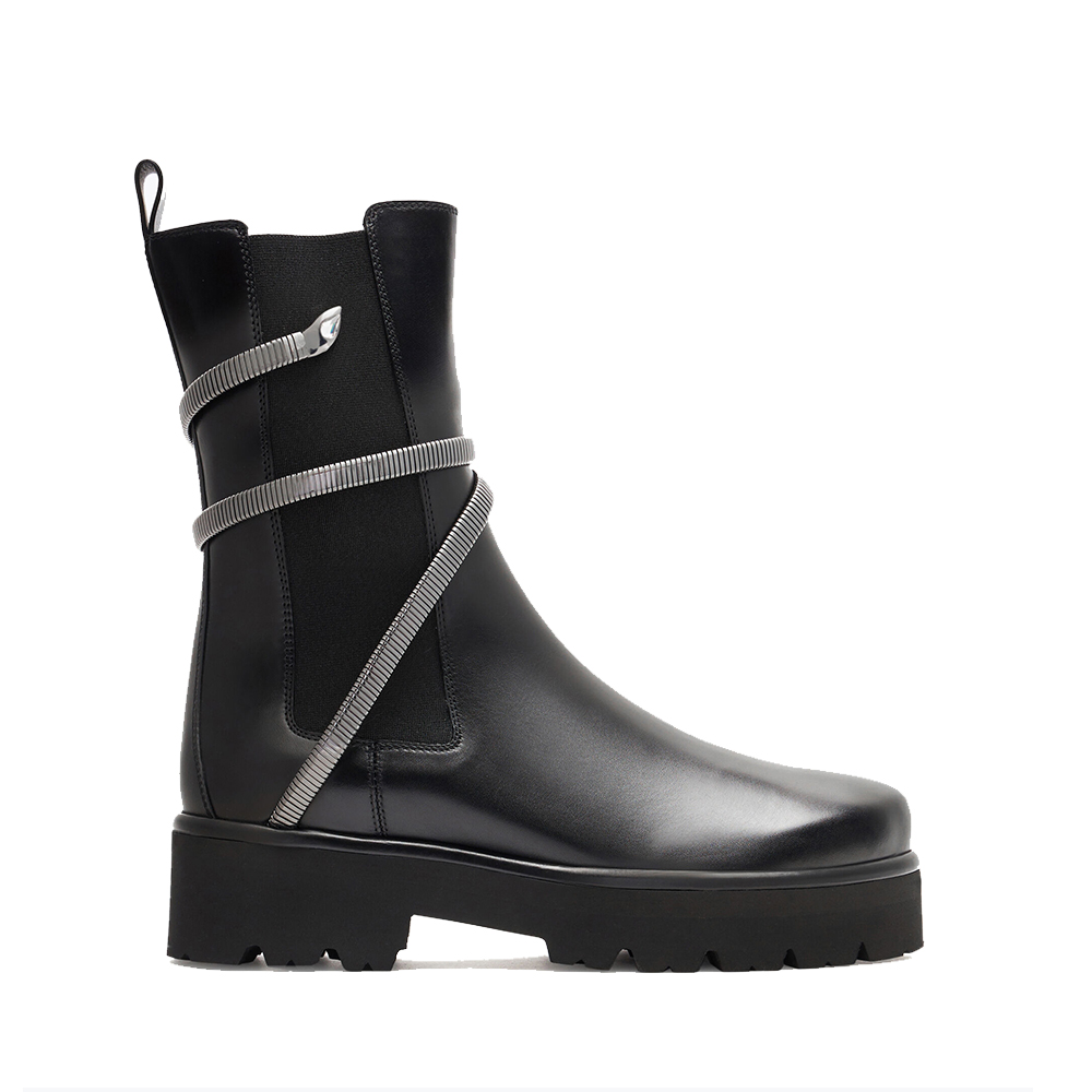 Rene Caovolla Juniper Black And Silver Biker Boots
