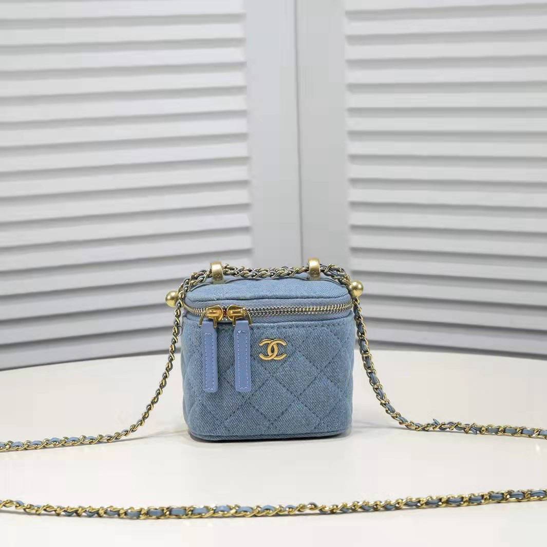 Chanel Denim Golden-Ball Makeup Box